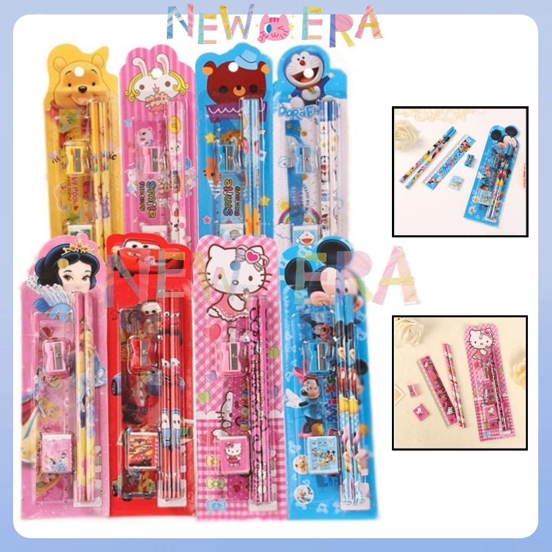 

NewEra Set Alat Tulis Sekolah 5 In 1 Karakter Lucu Mini Stationery Set Alat Tulis Sekolah Penghapus Untuk Tempat Pensil 5 In 1 Karakter Lucu