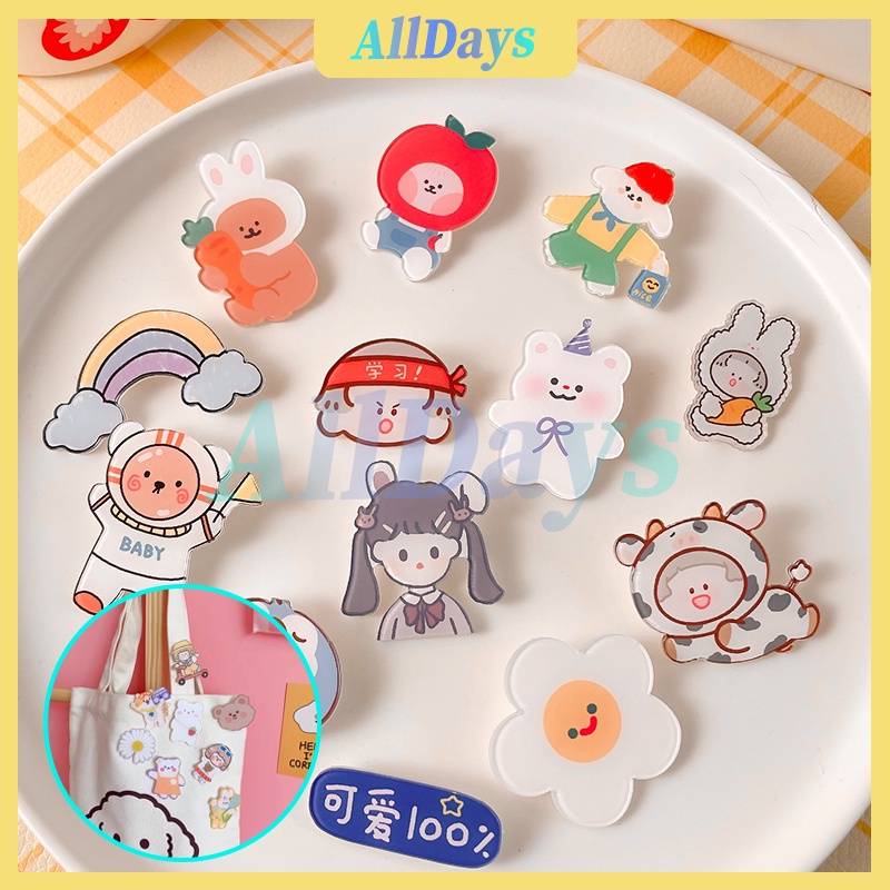 Bros Pin lucu Acrylic Gaya Korea Pin Akrilik Tas Aksesoris Bros kaca Akrilic Korean Style Cute Gaya 