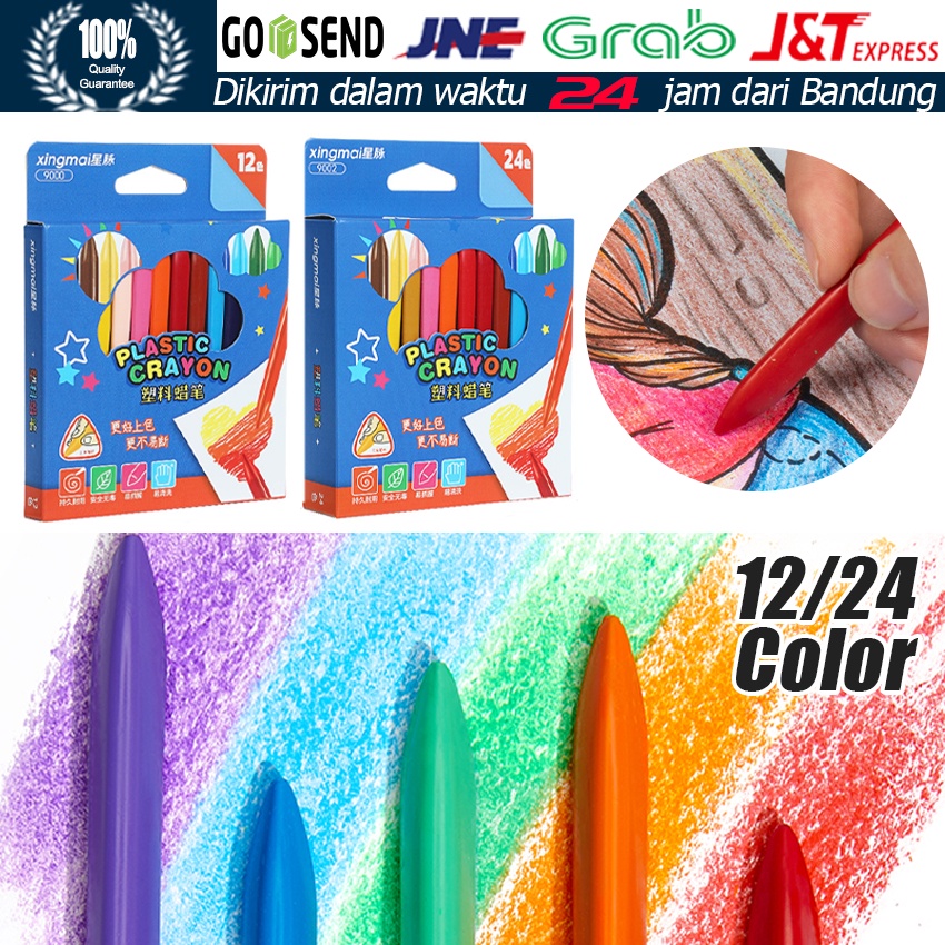 

12/24 Colors Crayon Warna / Pensil Warna / Tidak Beracun Krayon / Plastic Crayon Mewarnai Anti Air Anti Kotor Tangan