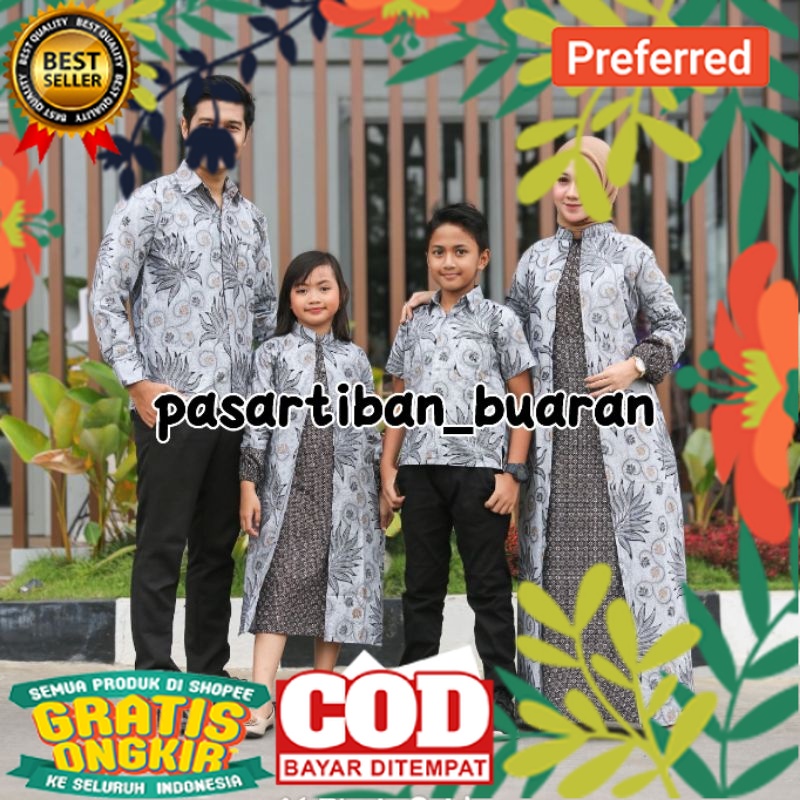 Couple batik gamis baloteli kemeja katun murah terlaris / Baju Batik Couple Keluarga Modern 2022// M