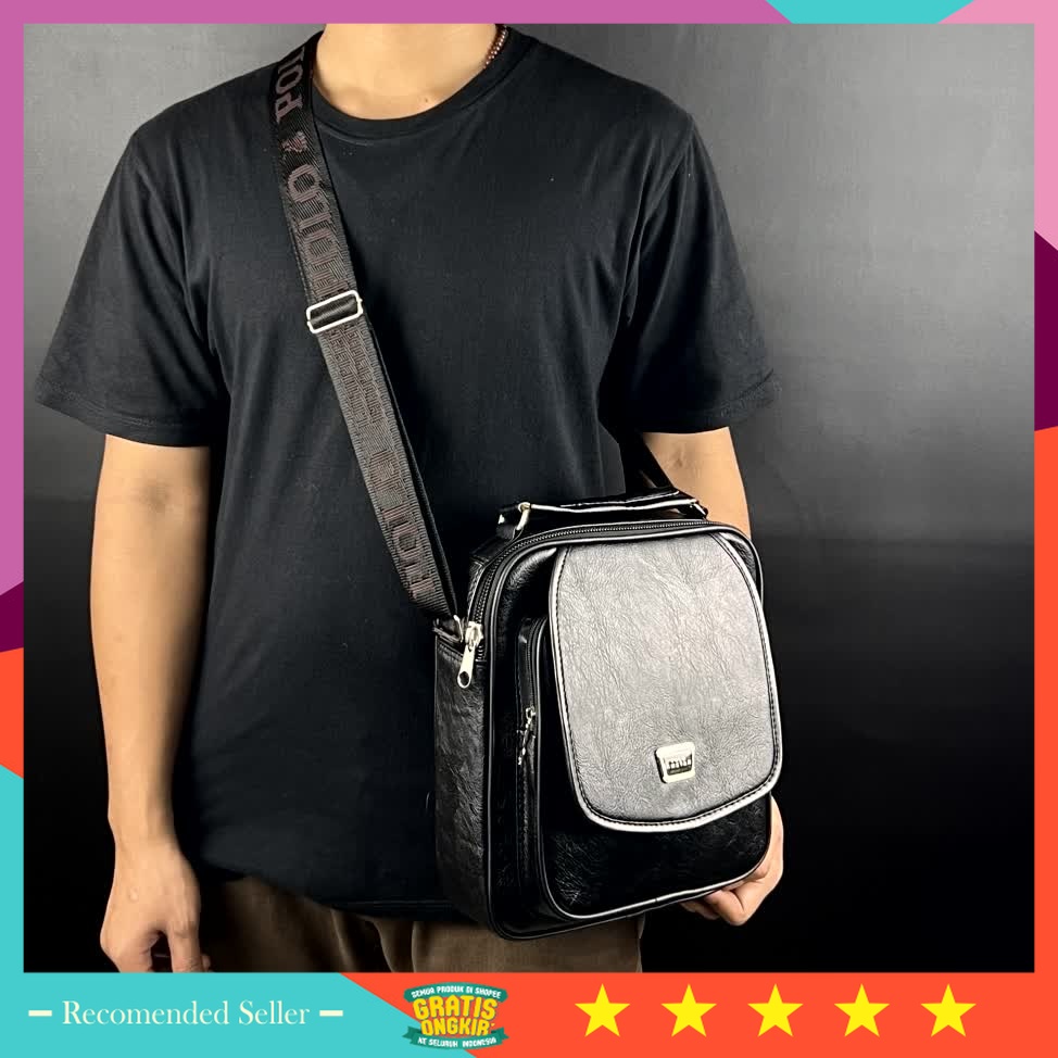 Selempang Murah Bahan Kuat Awet Premium Branded - POLO AMSTAR - Tas Selempang Kulit PU 10" Inchi Sli