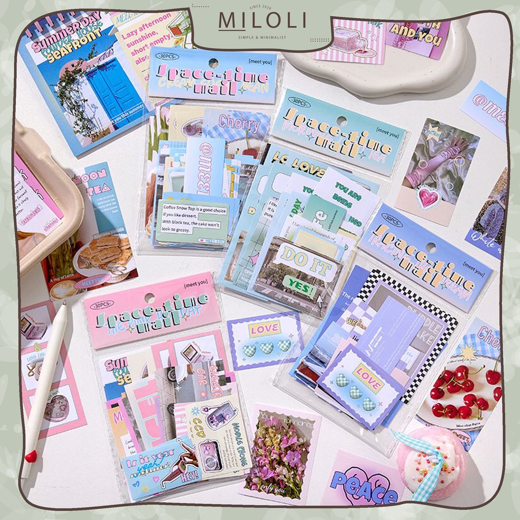 

[MILOLI] 30Pcs STIKER SPACE-TIME MAILING Series Diary Sticker Jurnal BUJO Planner Deco Stiker Hias - B0436