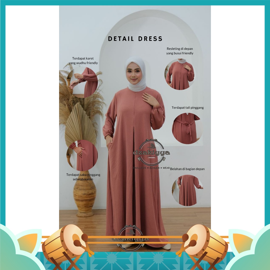 Gamis Keren Crinkle Murah Bahan Bagus Premium - Gamis Rawdah Model Gamis Terbaru 2023 Simple Elegan