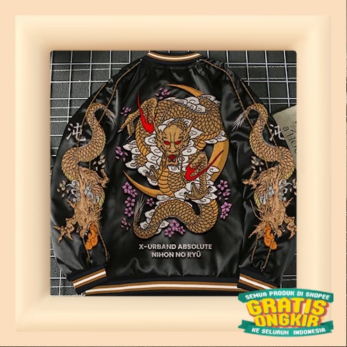 LIMITED EDITION Jacket Cowok Bomber Baseball Naga Jepang Jaket Pria Sukajan Nihon No Ryu Japan Serie