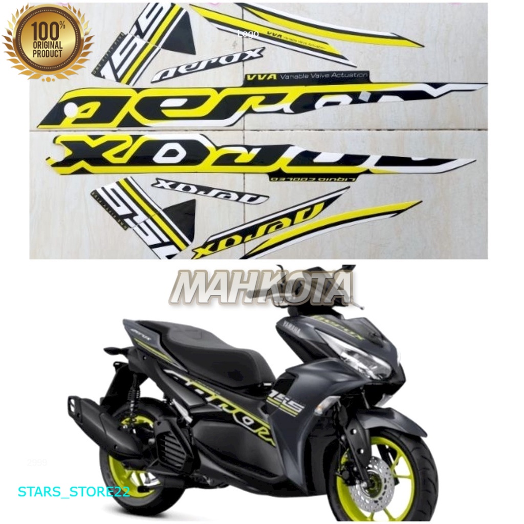 (ORI) Striping Stiker Polet Sepeda Motor List Yamaha All New Aerox 155 VVA CONECTED 2022 2023 Kuning
