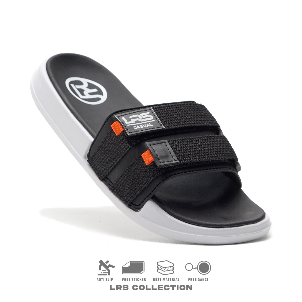 Lrs- Pervez Grey - Sandal slide slop ringan sendal main traveling Lrs Casual