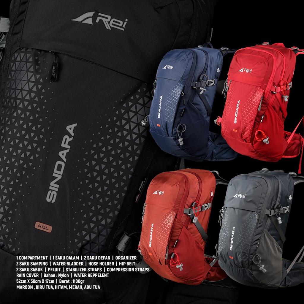 Tas Ransel Gunung / Semi Carrier Sindara 40 Liter Arei Outdoorgear