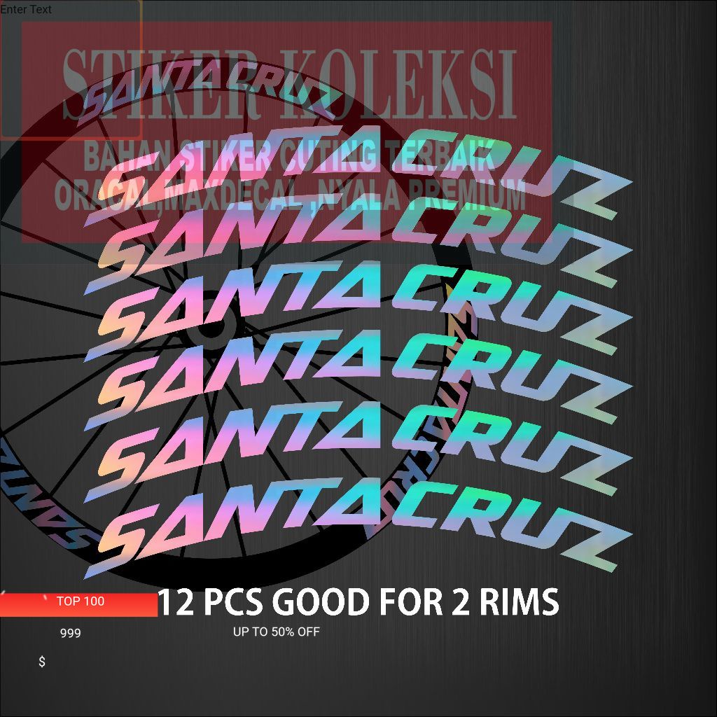 Decal RIMS Bike SANTACRUZ Sticker Cutting Velg Sepeda MTB, Balap