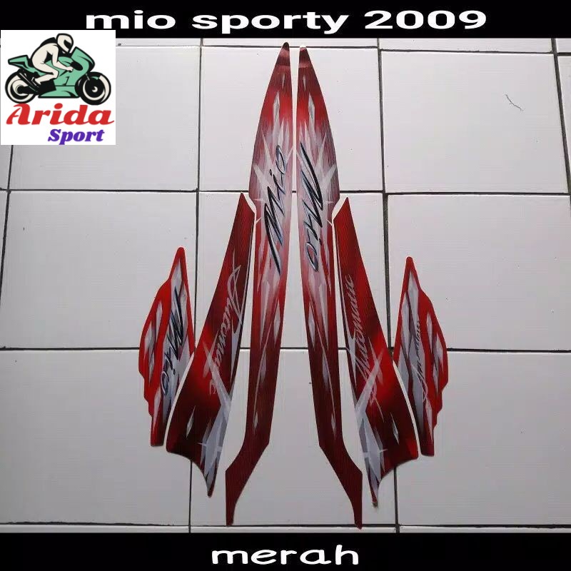 striping mio smile sticker  yamaha mio smile sporty karbu lama thn 2009 merah stiker mio smile old