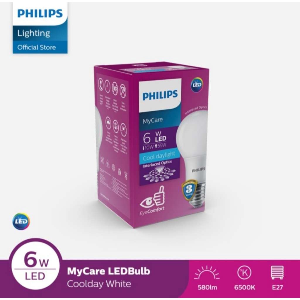 Lampu led philips 6 watt putih