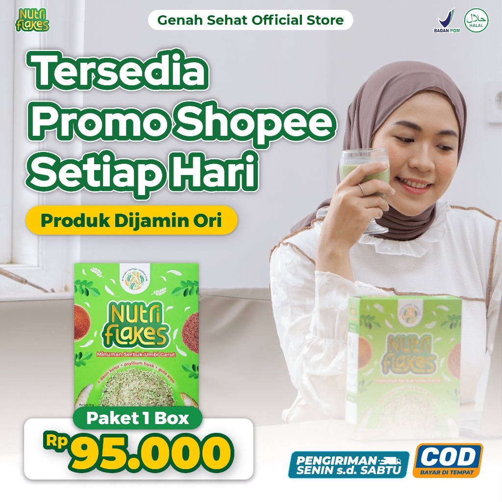 

100% ASLI Nutriflakes Sereal Umbi Garut Asam Lambung Ampuh Mengatasi Asam Lambung, Maag, Gerd 1 Box