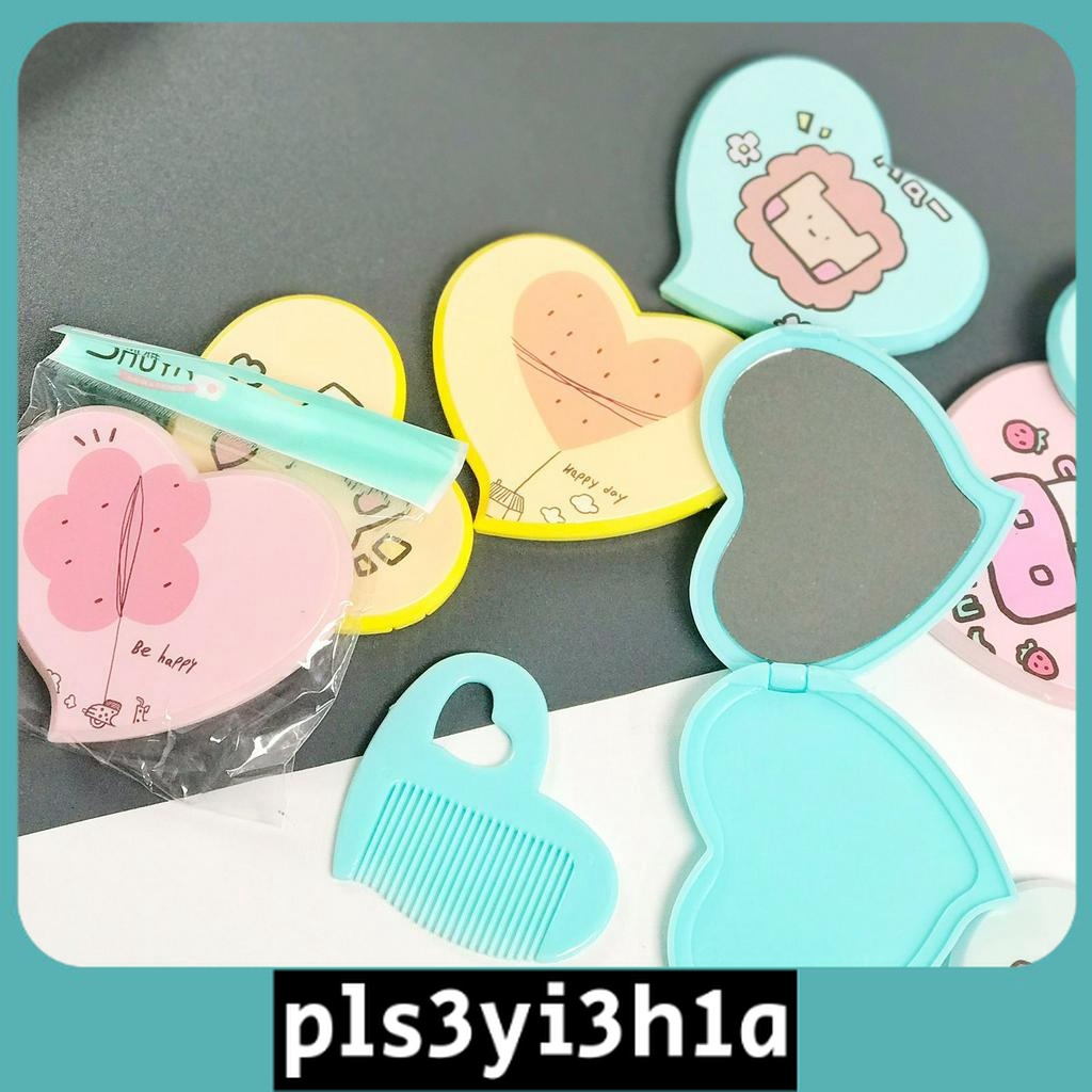CERMIN PLASTIK DESAIN MINI LUCU - LUCU BENTUK LOVE PERJALANAN UNTUK ANAK-ANAK CERMIN KOSMETIK RIAS