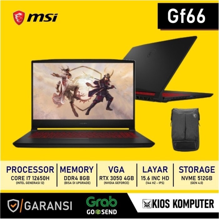 MSI KATANA GF66 INTEL CORE I7 12650H 8GB RAM 512 NVME RTX3050 WIN11