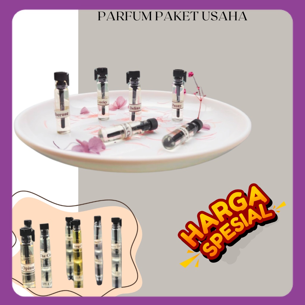 Parfum Sampel Bisnis Paket Usaha Parfume Unisex Paketan Mix 14 Aroma 1ml sample