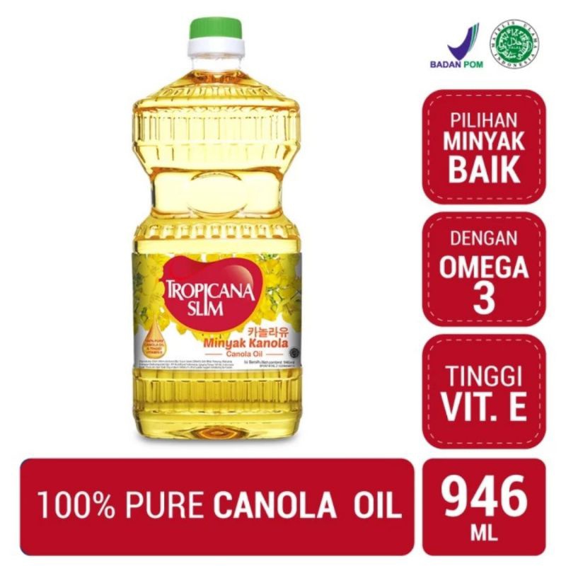 

COD Tropicana slim Canola Oil Minyak Kanola 1 lt ( netto baru 946 ml 946ml )100%
