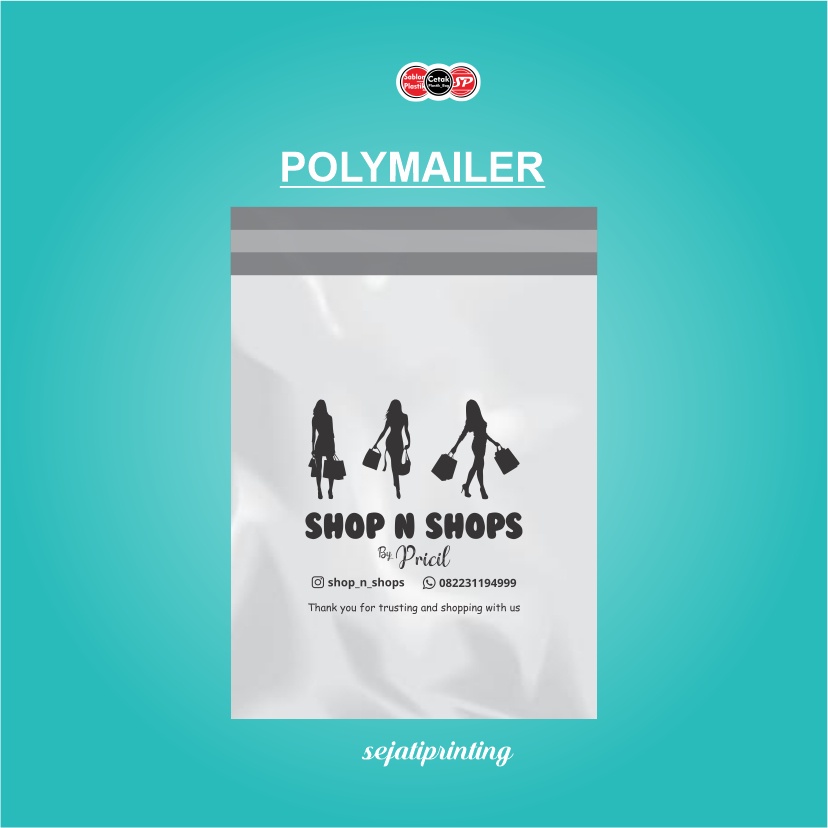 

Sablon Plastik Murah 40cm x55cm,FREE DESAIN - SEJATIPRINTING - POLYMAILER PUTIH