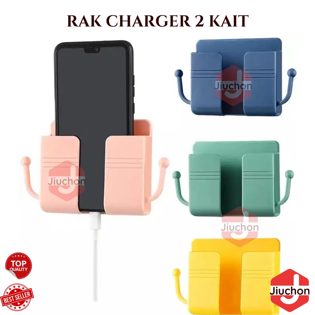 JIUCHON RAK CHARGER 2 KAIT TEMPEL DINDING / HOLDER TEMPEL DINDING 2 KAIT TEMPAT CHARGER HP REMOTE TV