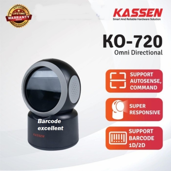 SCANNER BARCODE KASSEN RS720 RS 720 2D KS720 USB 2 DIMENSI - HITAM