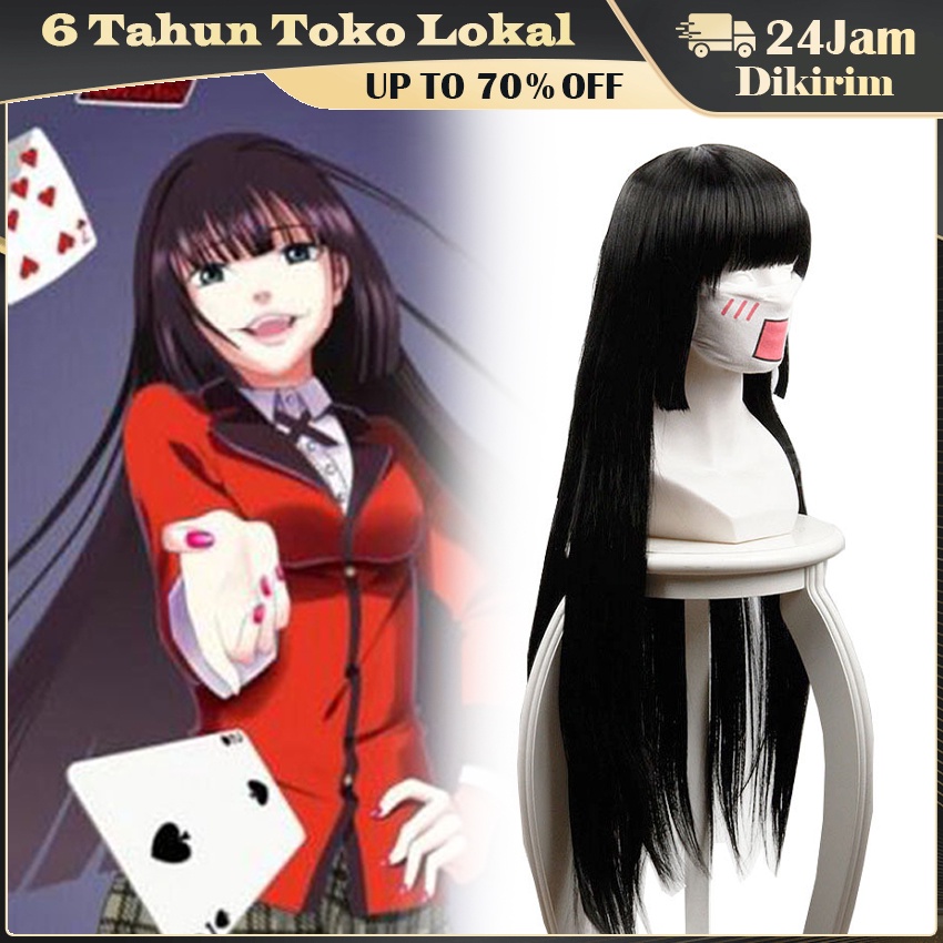 Jabami yumeko kakegurui wig / wig base hitam panjang 80cm -120cm (poni panjng /cutting) /enma ai wig