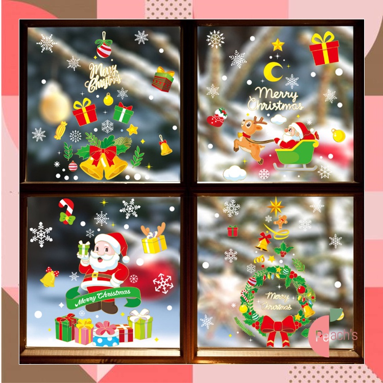 

PEACHs - 6060 Stiker Jendela Kaca Motif Natal / Stiker Motif Natal Xmas / Hiasan Stiker Jendela / Hiasan Dekorasi Motif Christmas