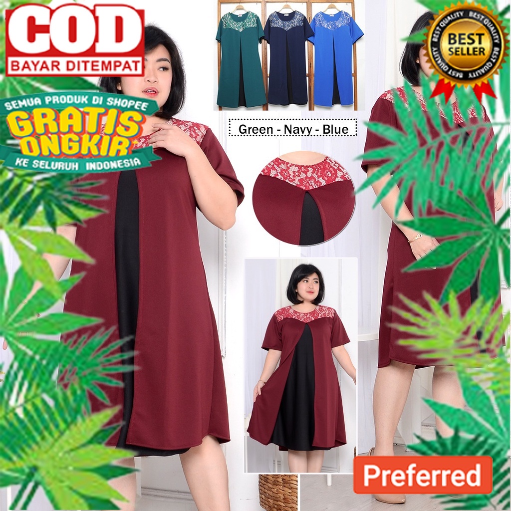 Dress jumbo 363 / Dress Scuba / dress natal / dress rompi/ dress import / dress jumbo / dress slim /