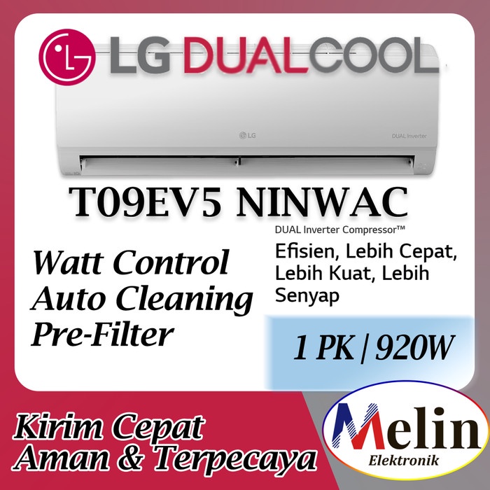 AC LG 1 PK T09EV5 DUAL COOL INVERTER Low Watt Control Melin Elektronik