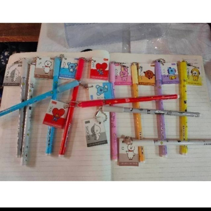 

pen gel karakter bts plus buku isi 12 pcs - bts gambarorang