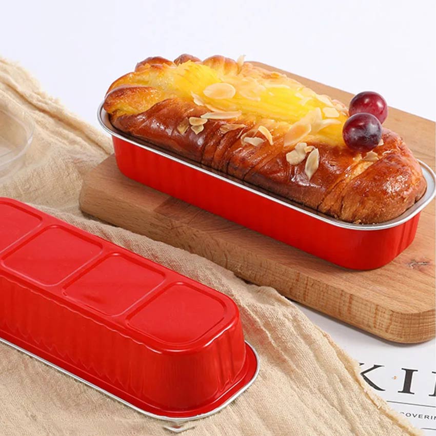 10Pcs Aluminium Foil Cup Kue Kotak With Tutup ,Mold Kotak Persegi Panjang Aluminium Foil Cup Kue