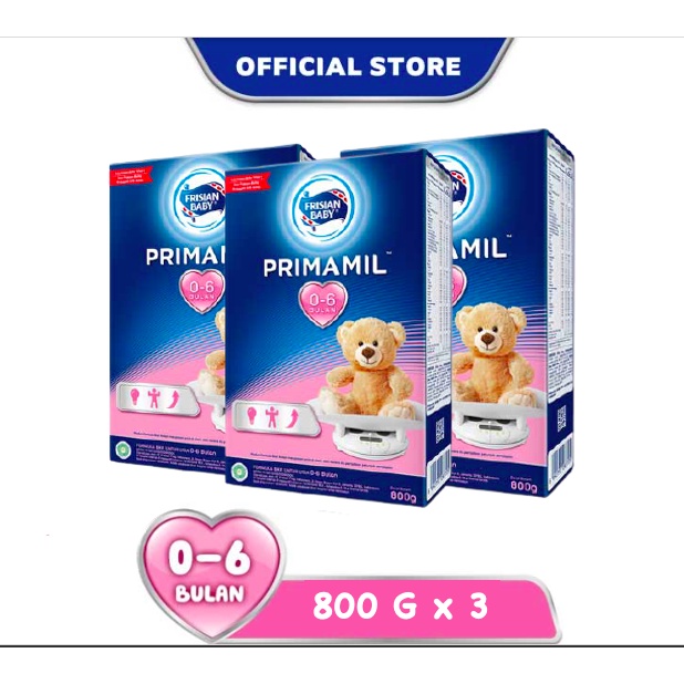 Frisian Flag Primamil Plain 800 gr (0-6 bulan) Susu Formula Bayi - 3 Pcs