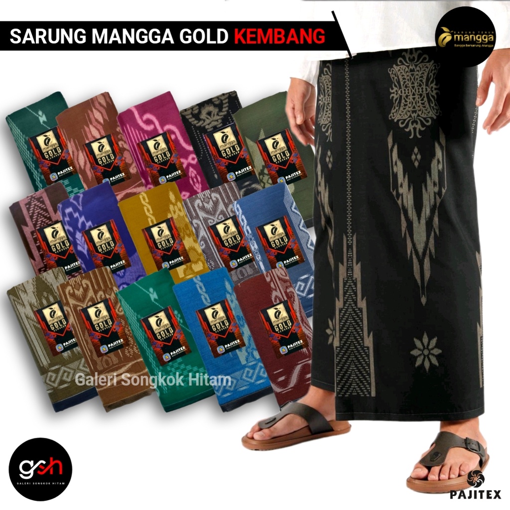 Sarung Mangga Gold Kembang Dewasa Sarung Motif Kembang Sarung Pria Cap Mangga Sarung Santri Muslim