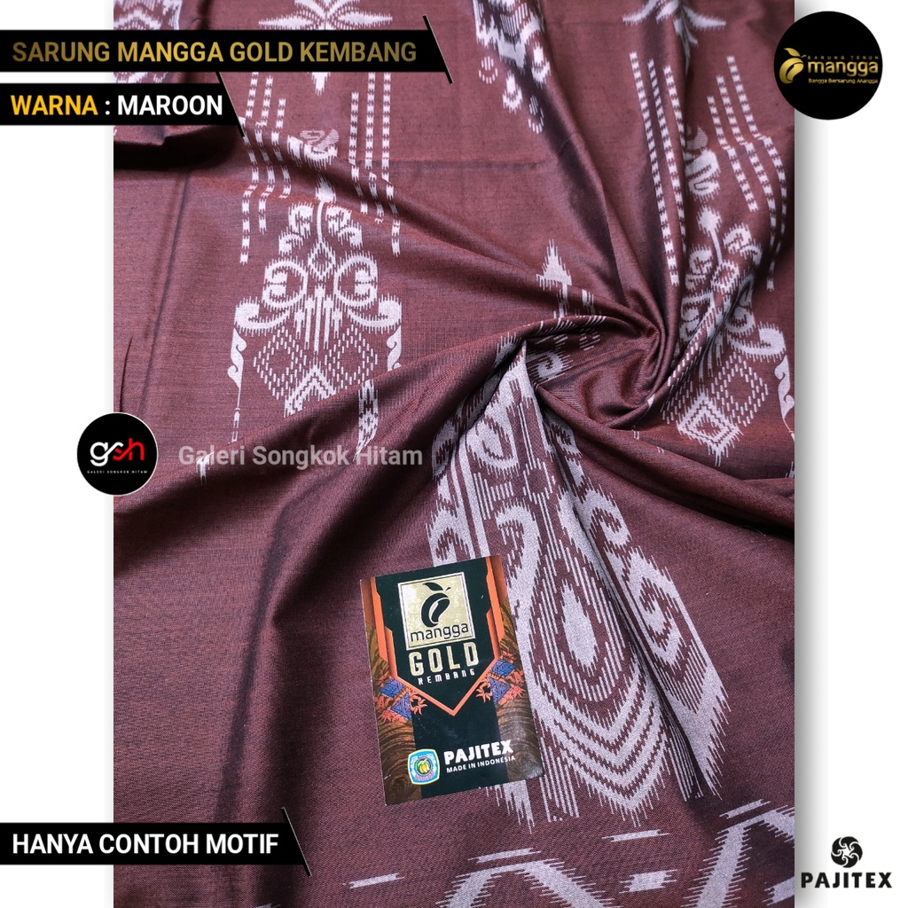 Sarung Mangga Gold Kembang MAROON Sarung Dewasa Motif Kembang Sarung Pria Cap Mangga