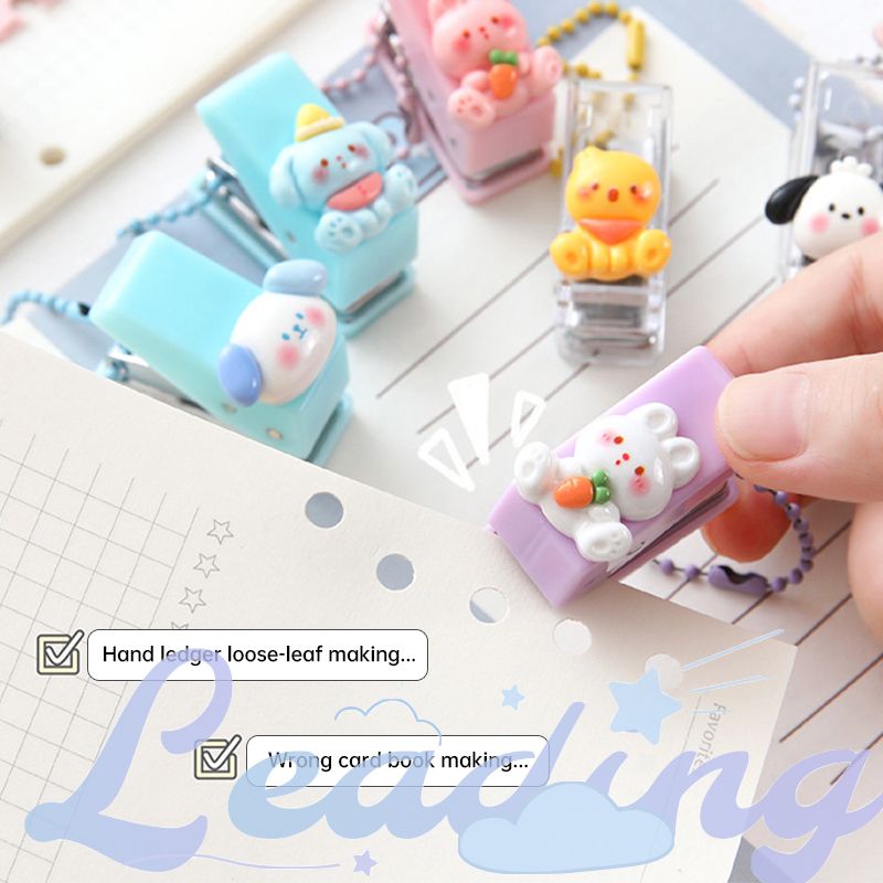 

Kartun Mini Portable Single Hole PuncherStudent Loose Leaf Notebook BinderRound Hole Puncher-Le