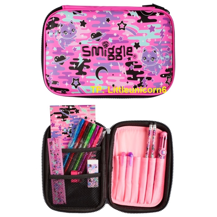

Tempat pensil hardcase smiggle ori plus isi - 01 cat pink