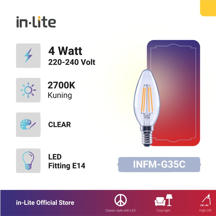 In-Lite Lampu Bohlam Filament C35 Clear INFM-C35C-4W-E14