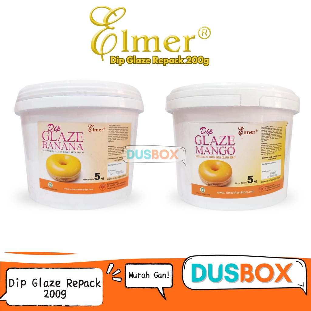 Elmer Dip Glaze Repack 200g / Elmer Glaze / Toping Donat Glaze / Elmer Dip Glaze Banana /  Dip Glaze