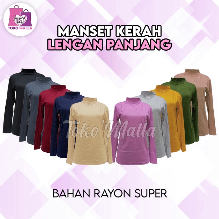 Manset Size XXL-3XL Lengan Panjang Kaos Spandex Leher Tingi - XXL, Putih