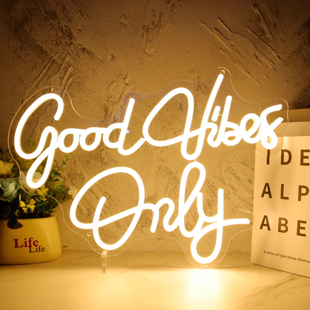 Good Vibes Only Led Neon Sign Custom Light Wedding Party Bar Bedroom Home Wall Decor Handmade Night 