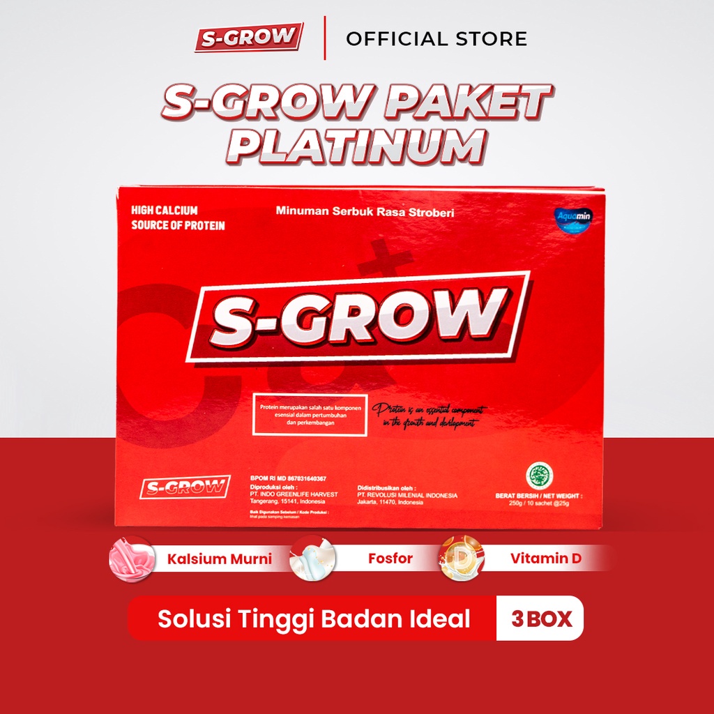 S-GROW Paket Platinum ( 3 Box ) - Peninggi Badan Jaminan Asli [DISKON]