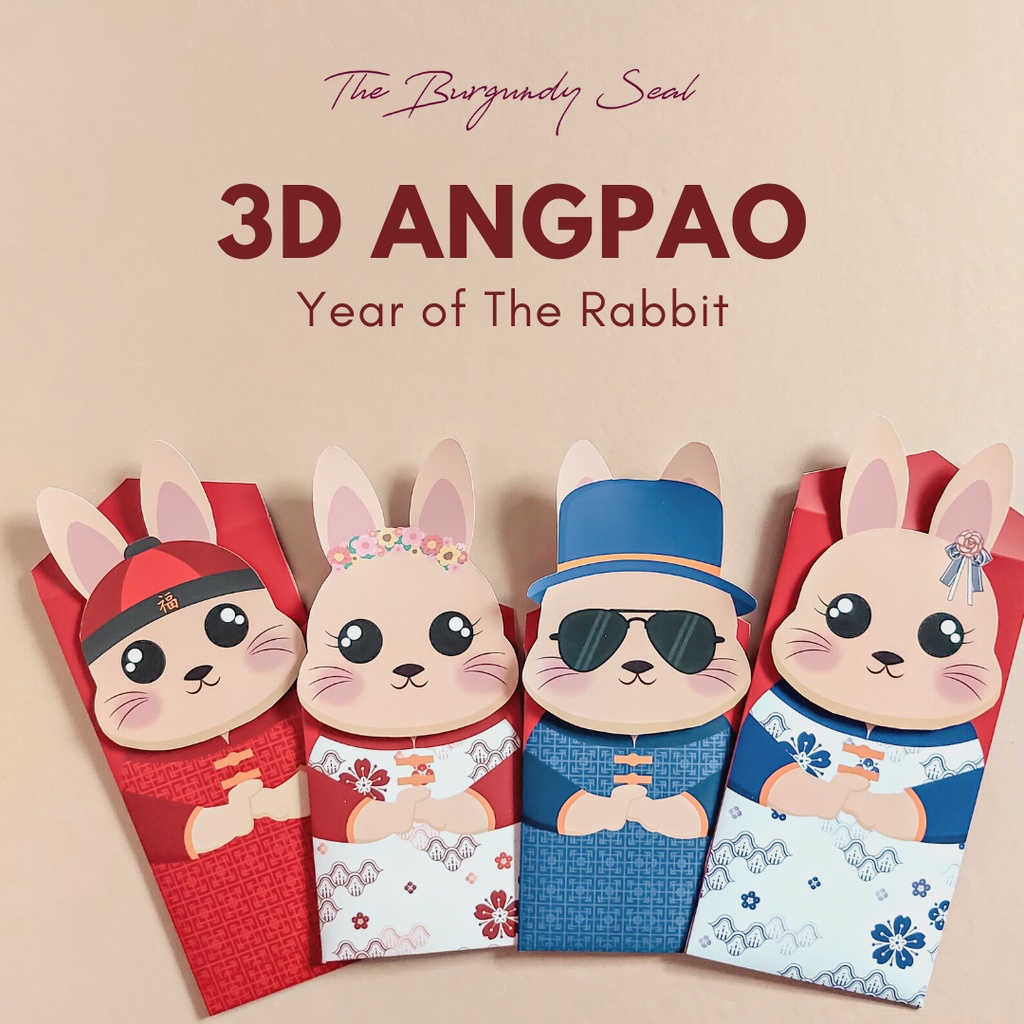 

[Gongjin] BURGUNDY SEAL Angpao Imlek Tahun Kelinci / Amplop Angpau Uang 2023 Rabbit Bunny Year Chinese New Year