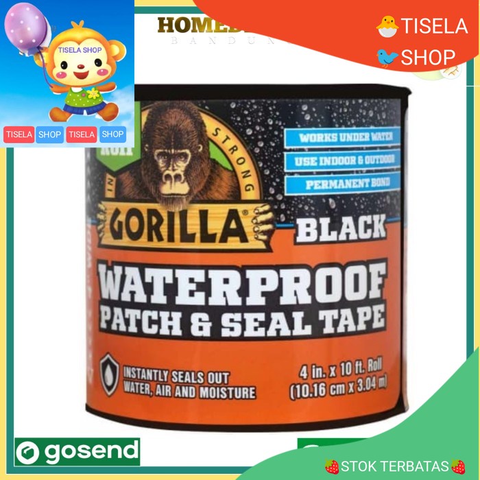 

Gorilla Selotip Tahan Air Patch & Seal - Hitam / selotip tahan air ori
