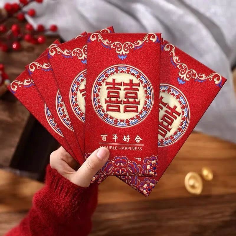 

ANGPAO WEDDING PANJANG ISI 6 PCS shuang xi shuangxi kawin nikah amplop merah hong pao bao