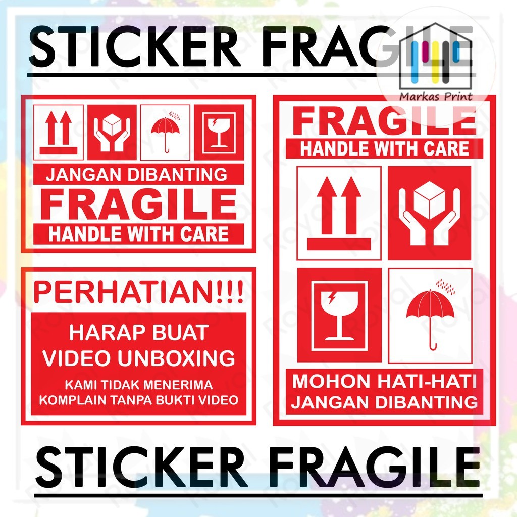 

STICKER FRAGILE / STICKER VIDEO UNBOXING / STICKER AWAS PECAH / STICKER JANGAN DIBANTING