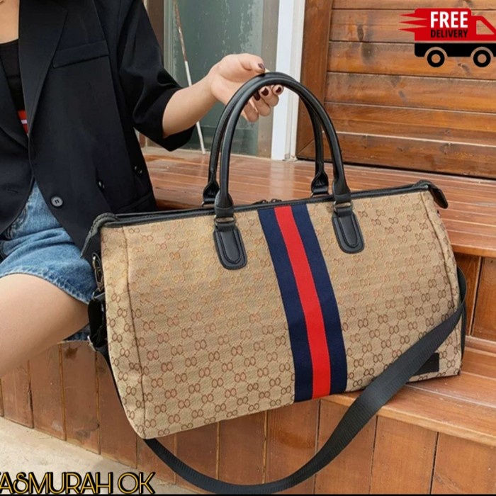 Bomeayy TAS SELEMPANG TOTE TRAVEL BAG MUDIK KANVAS BESAR JUMBO BAJU LIBURAN FO