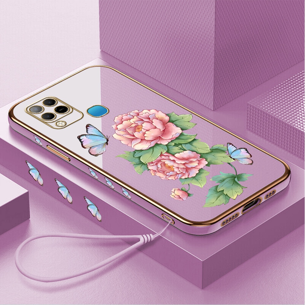 Infinix Hot 10S NFC Hp Casing Silikon Softcase Handphone Untuk Light Luxury Butterfly Flower Soft Kesing Cover Phone Case Sofcase Cassing