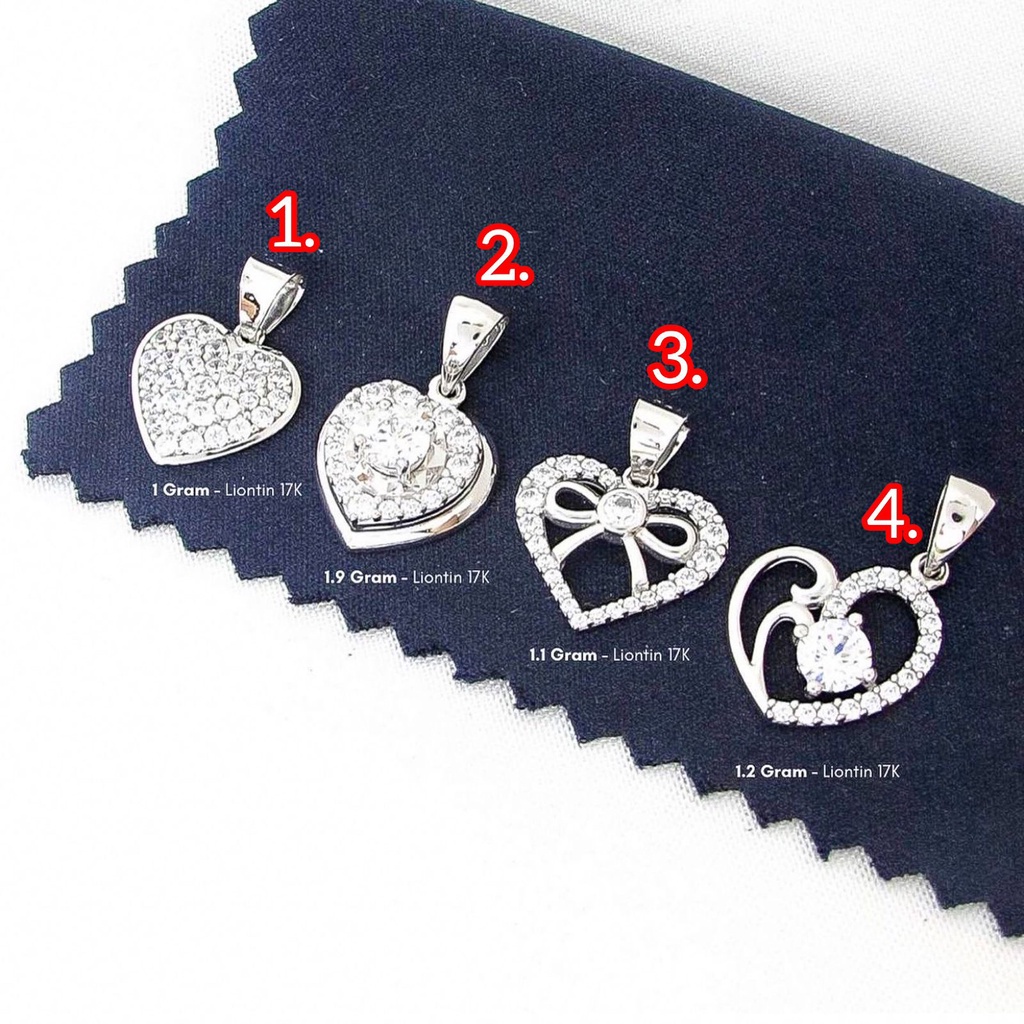 Liontin mainan kalung anak dan dewasa emas asli kadar 750 75% 17k love permata tanam timbul pita rib