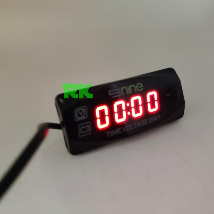 [Ready] 2 IN 1 VOLTMETER DIGITAL DAN JAM DIGITAL WATERPROOF | VOLT METER SLIM - Merah