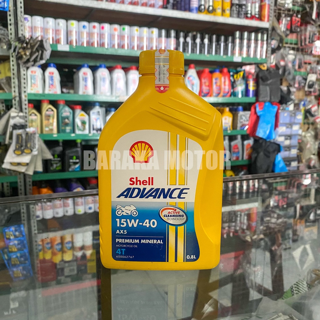 Oli Shell AX5 Sae 15W-40 4T 0,8L Mesin Sepeda Motor 4 Tak 4tak Bebek ORIGINAL