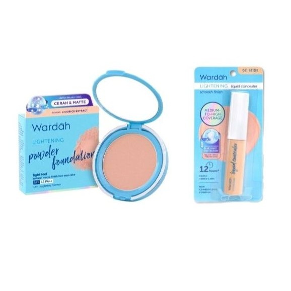 BUNDLE WARDAH LIGHTENING POWDER FOUNDATION DAN LIQUID CONCEALER