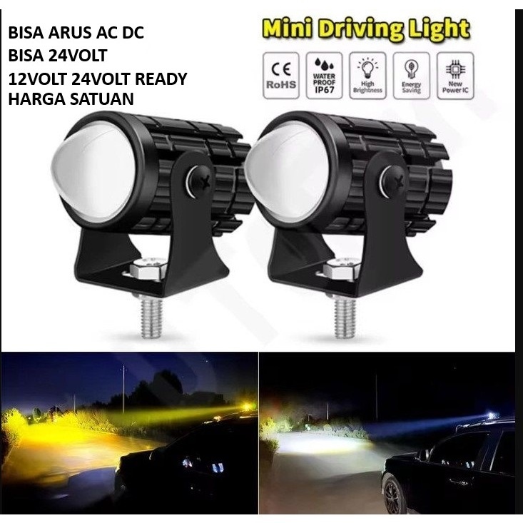 LAMPU TEMBAK SOROT MINI 2 WARNA AC DC MOTOR MOBIL TRUK SUPER BRIGHT