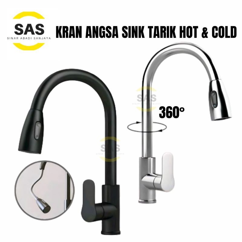 OG69 [SAS] Kran Sink Tarik Keran Cuci Piring Fleksibel SUS304 Stainless Faucet Sprayer kran Cuci